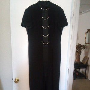 Black formal dress with rhinestones and front satin slit